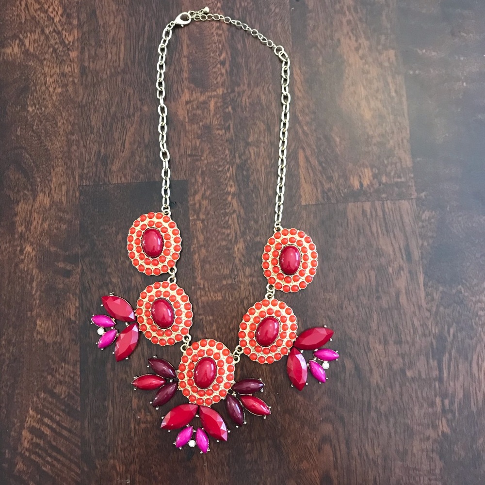 Red and Purple Statement Necklace